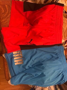 Puma Kids' Red and Blue Athletic Shorts